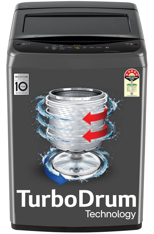 LG 7 Kg 5 Star Smart Inverter Technology Fully Automatic Top Load Washing Machine (2025 Model, T70VBMB1Z, Auto Prewash, Turbodrum, Stainless Steel drum, LED Display, Smart Diagnosis Middle Black)